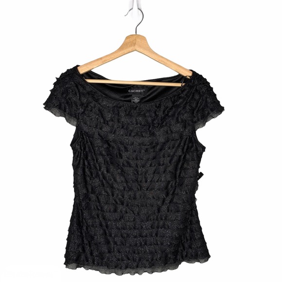 Cachet Tops - NWT Cachet Vintage Ruffle Top 12 Sparkles
